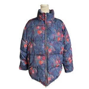 SUNDANCE kimmy floral‎ navy blue puffer jacket coat
